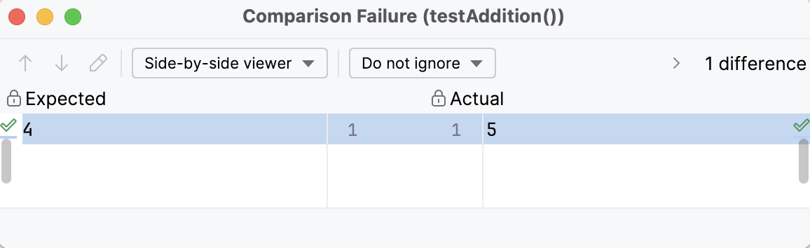 查看 assertEquals 差异