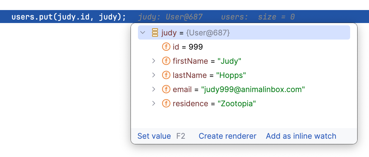 内联调试器提示