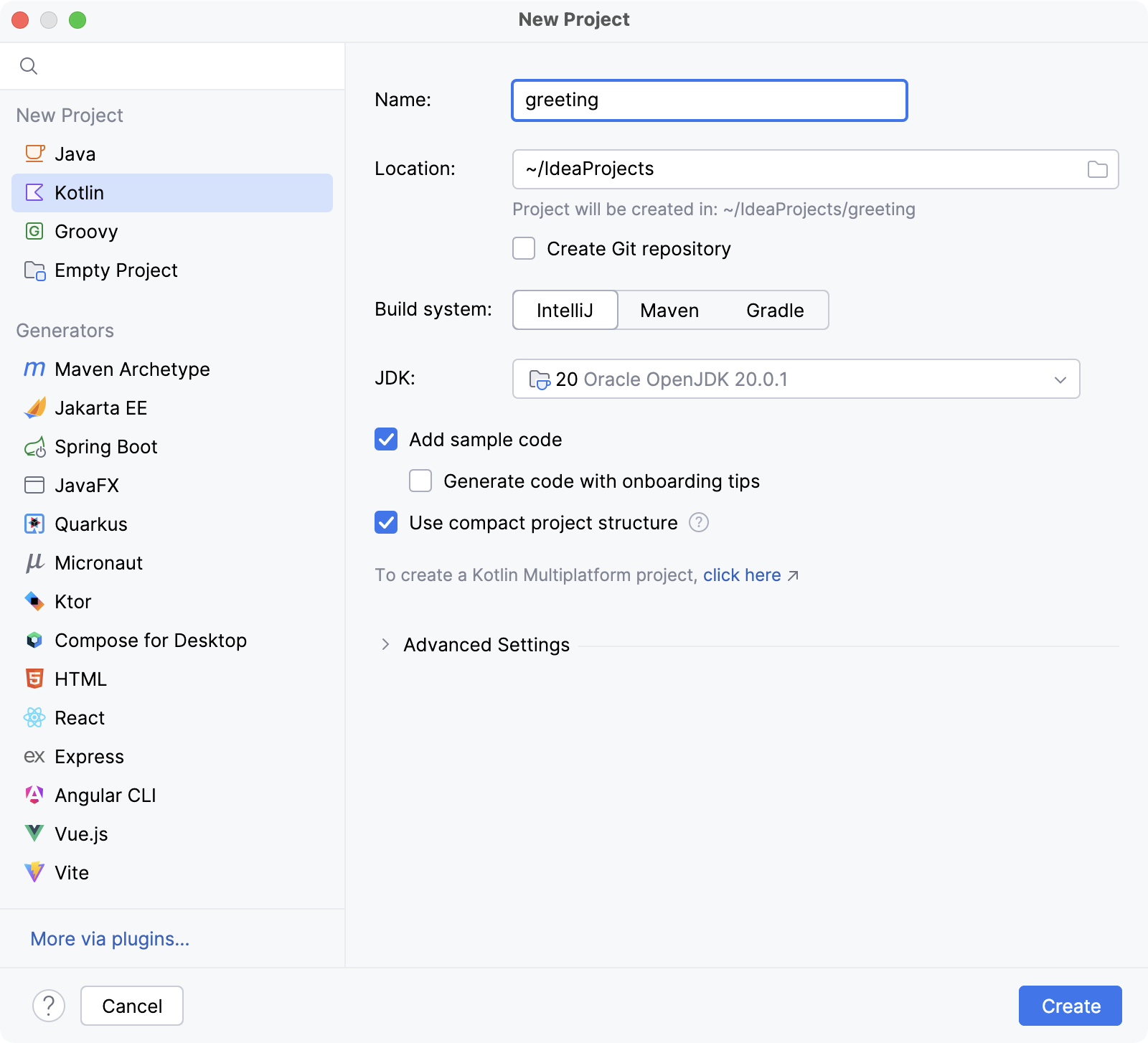 使用 IntelliJ 构建系统的新 Kotlin 项目 使用 IntelliJ 构建系统的新 Kotlin 项目