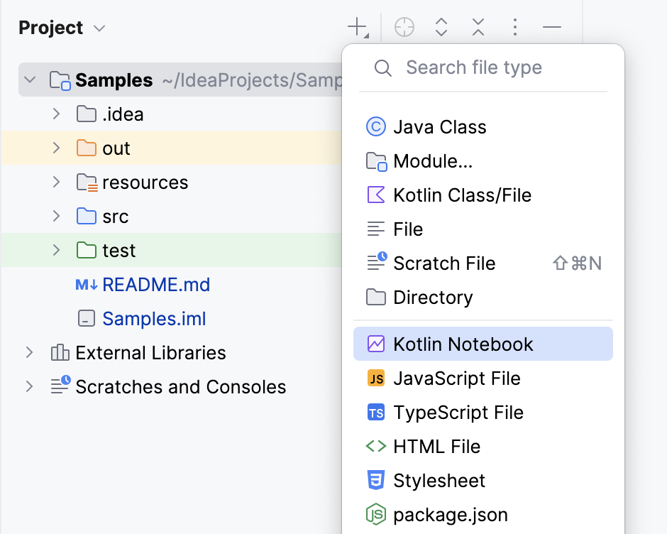 创建新的 Kotlin Notebook 创建新的 Kotlin Notebook