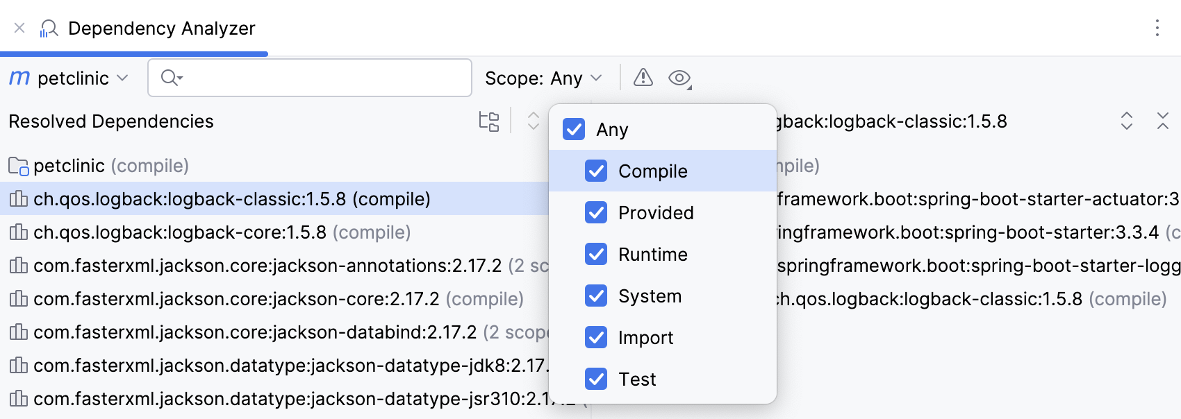 依赖分析器：依赖范围