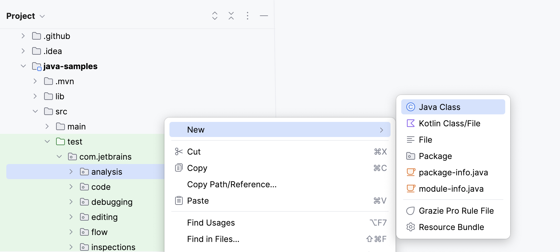 手动创建一个新的测试类