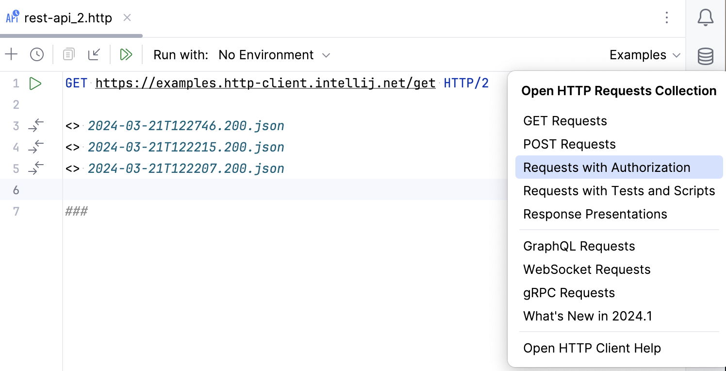 打开 HTTP 请求集合弹出窗口