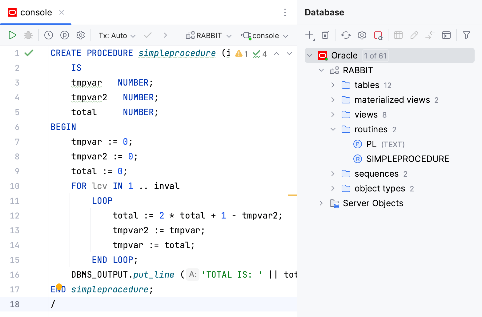 Create a PL/SQL object Create a PL/SQL object