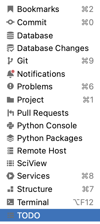 Quick access to tool windows Quick access to tool windows