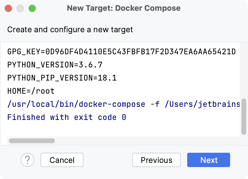 Configuring a Docker Compose target Configuring a Docker Compose target