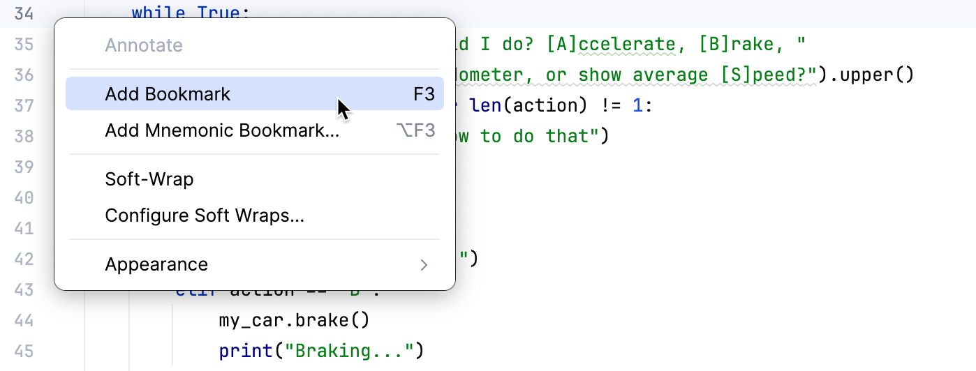 Anonymous bookmark placed in the editor Anonymous bookmark placed in the editor