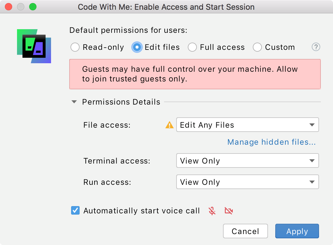 Edit files permissions Edit files permissions