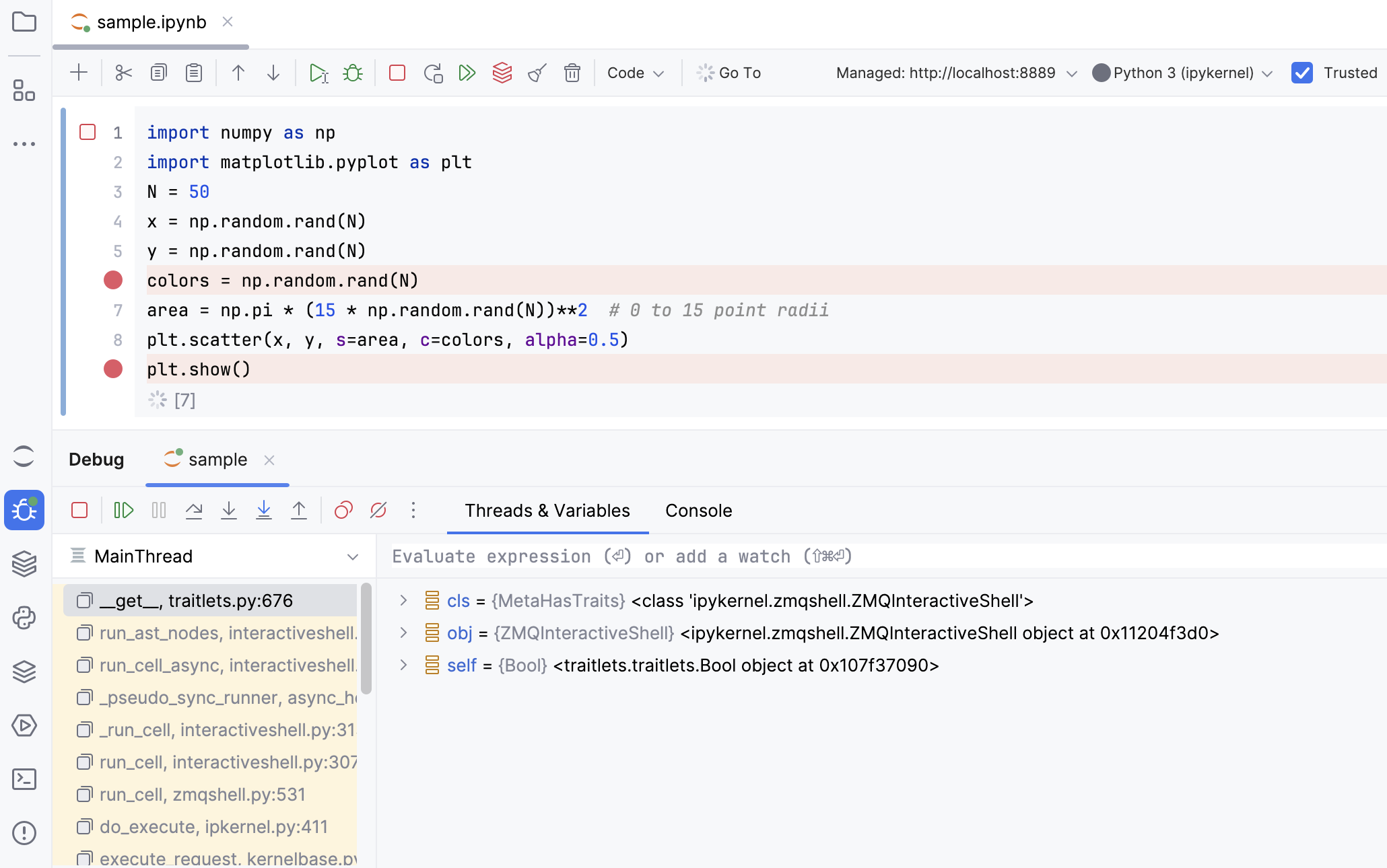 Jupyter Notebook 调试工具窗口