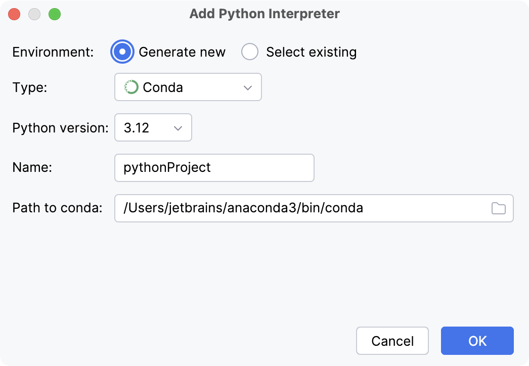 生成新的 conda 环境