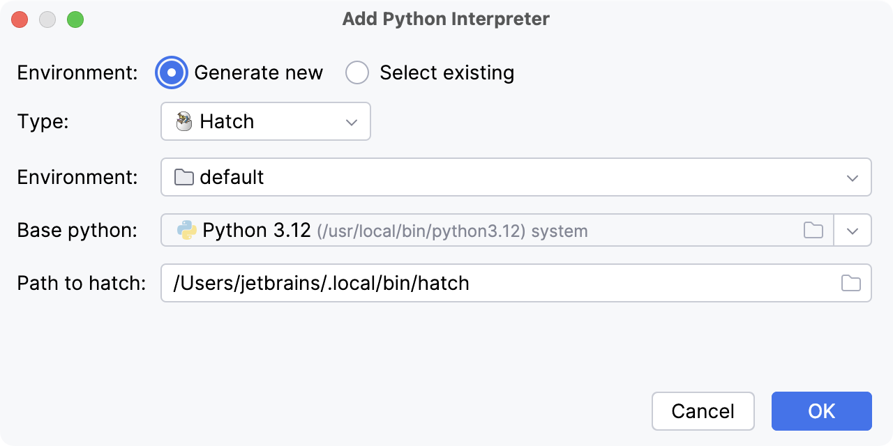 Generate new Hatch environment Generate new Hatch environment
