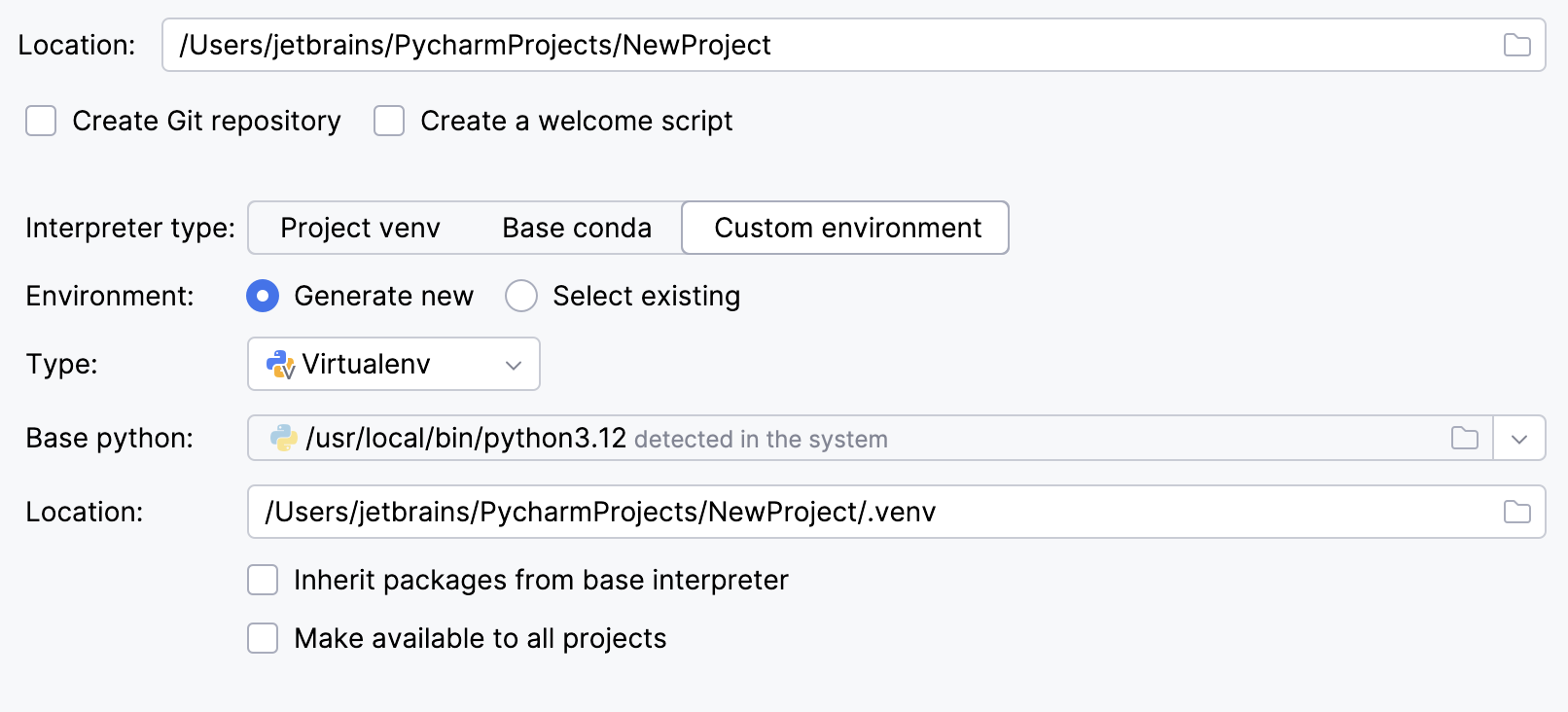 Create a project with virtualenv Create a project with virtualenv