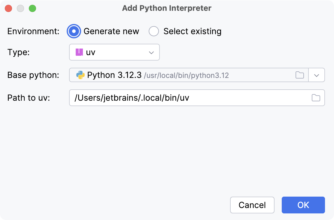 Generate new uv environment Generate new uv environment