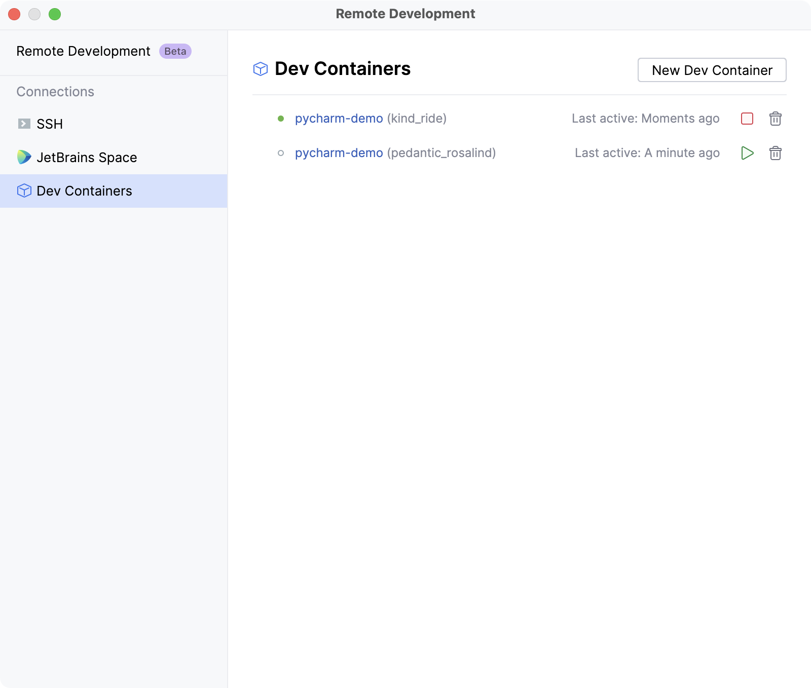 See dev containers See dev containers