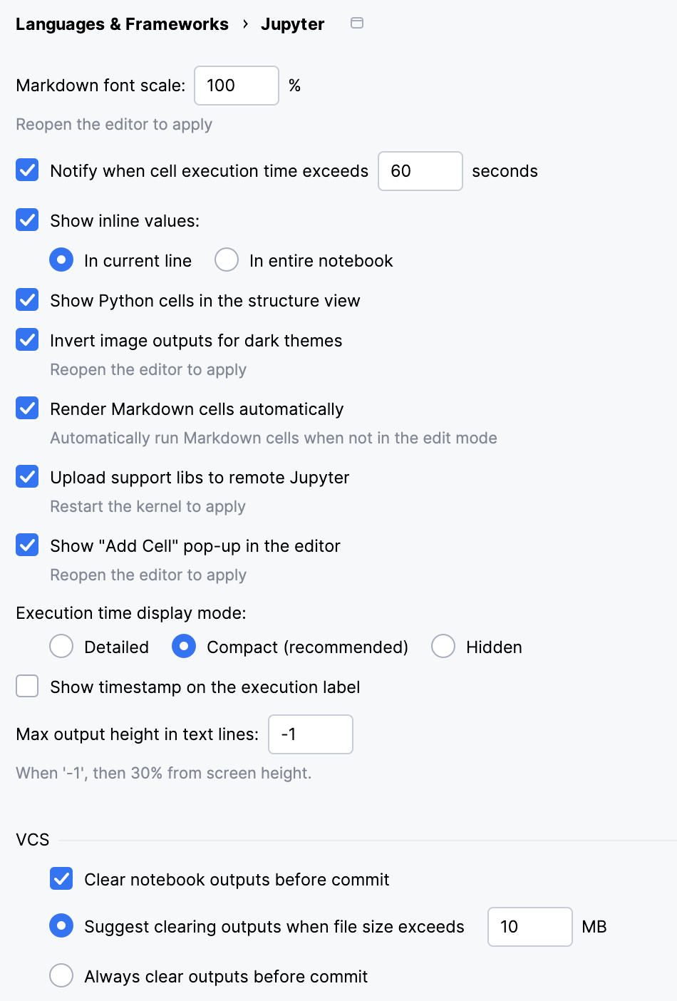 Configure Jupyter settings