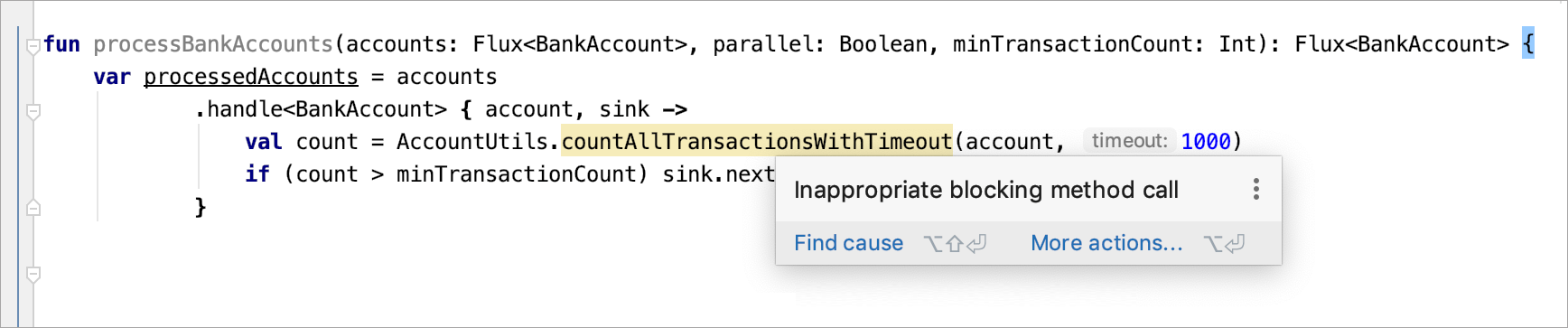 代码检查突出显示了可以改进的代码片段