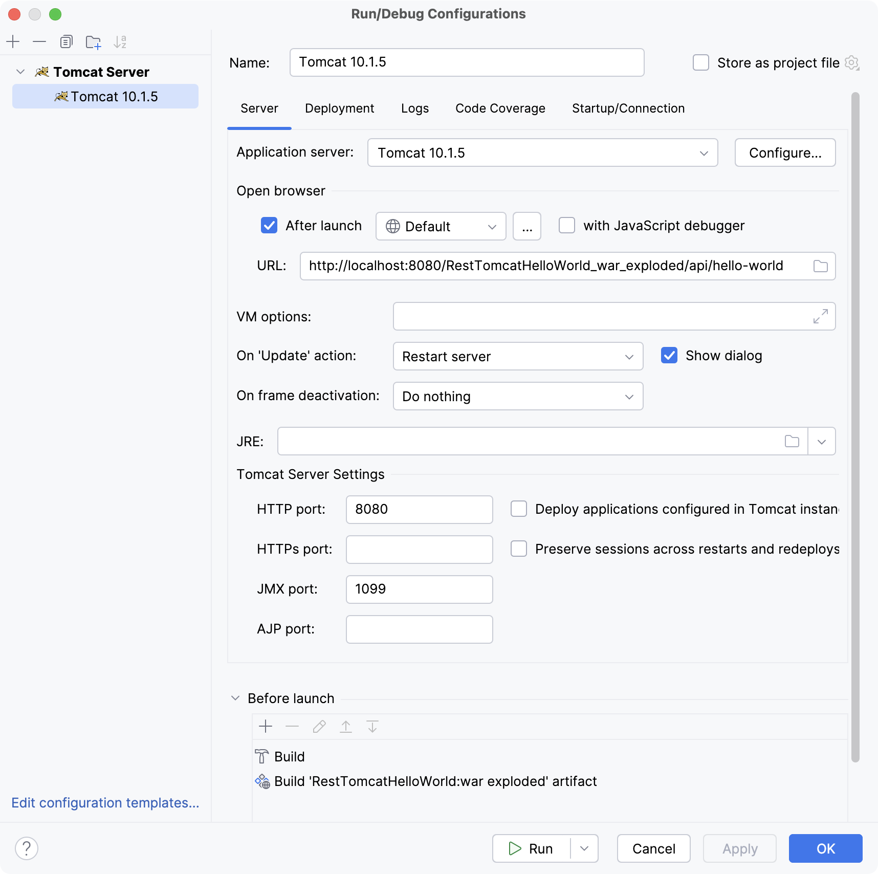 Tomcat 运行配置已完成