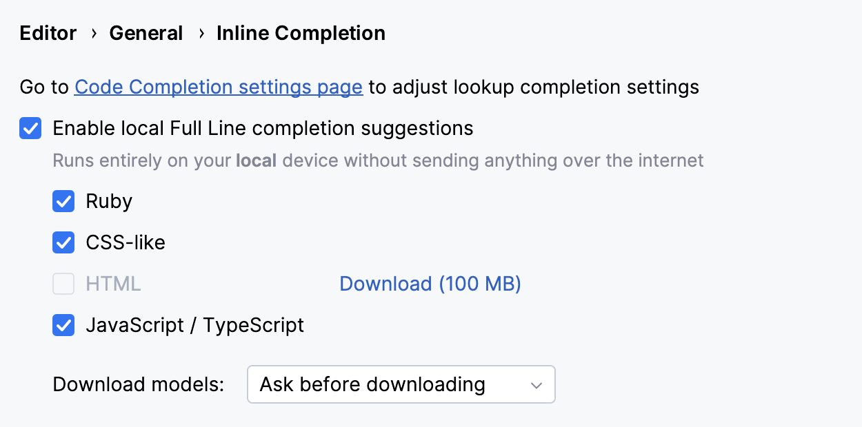 启用整行代码补全 启用整行代码补全