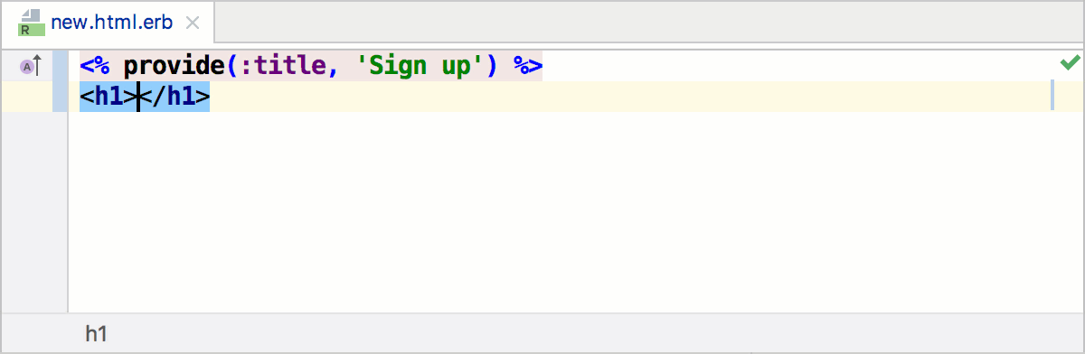 完成成对的 Ruby 标签