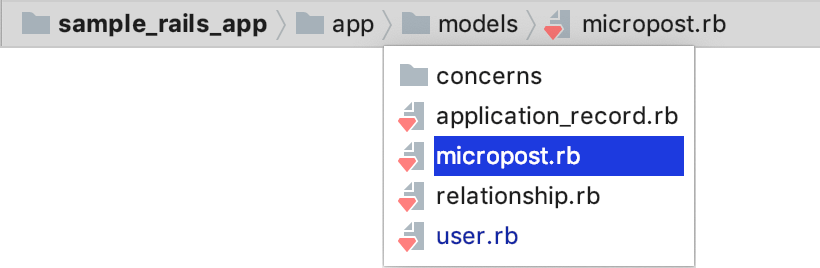 RubyMine 导航栏 RubyMine 导航栏