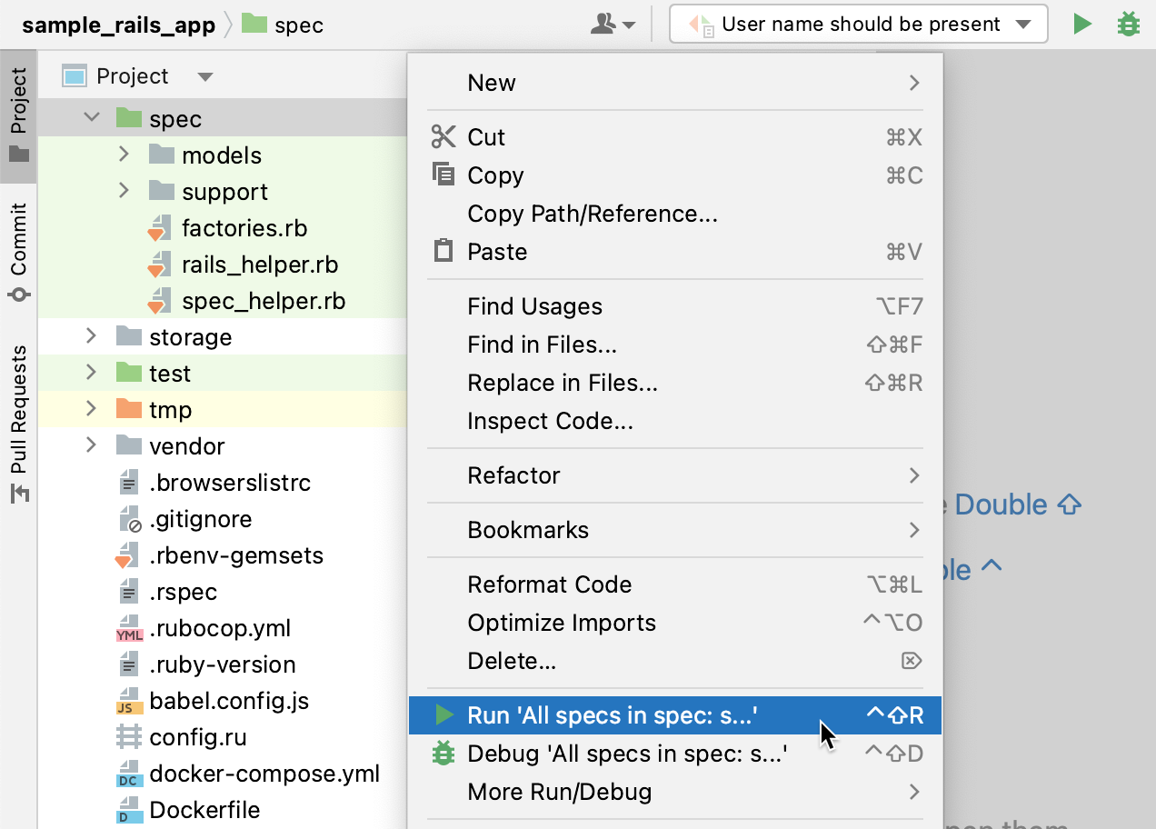 从项目视图运行测试 从项目视图运行测试