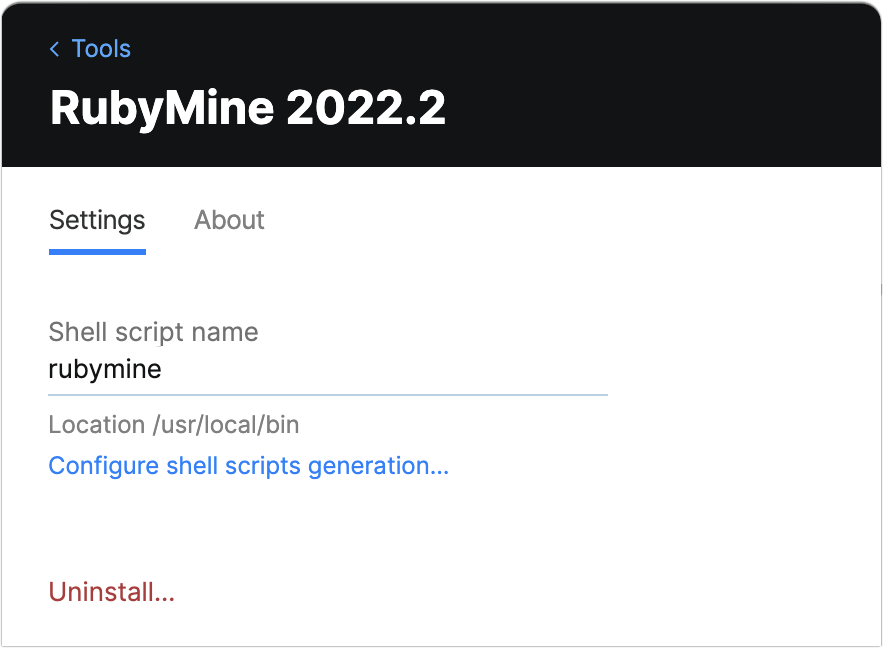 Toolbox App RubyMine Settings Toolbox App RubyMine Settings