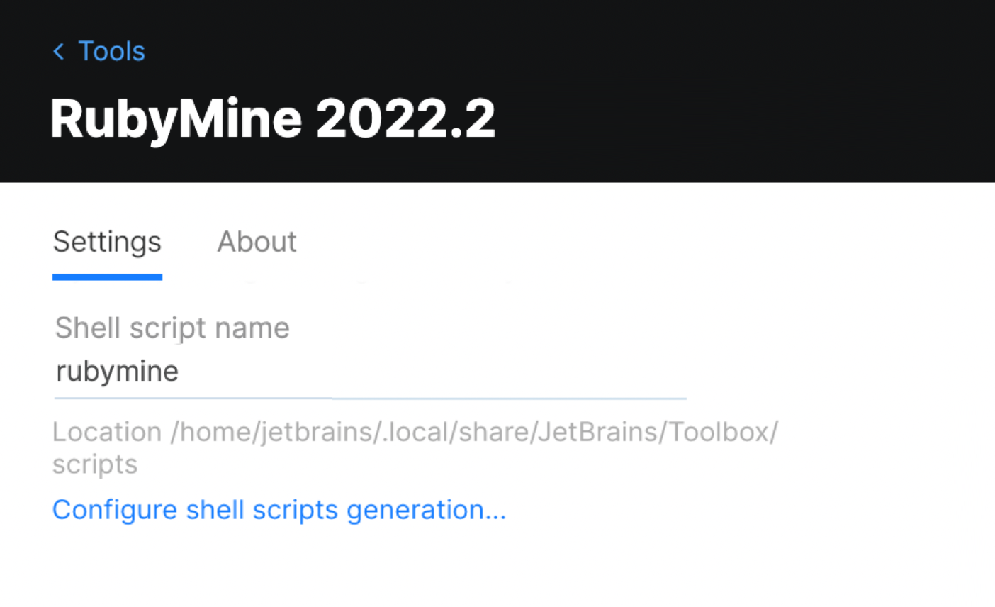 Toolbox App RubyMine Settings Toolbox App RubyMine Settings