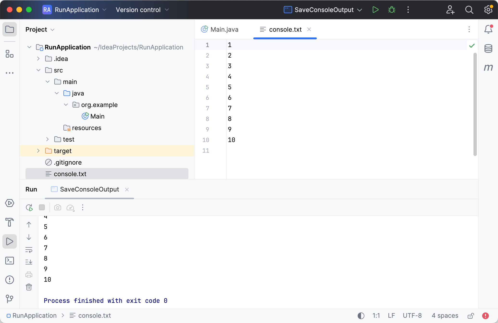 Console output saved to a file Console output saved to a file