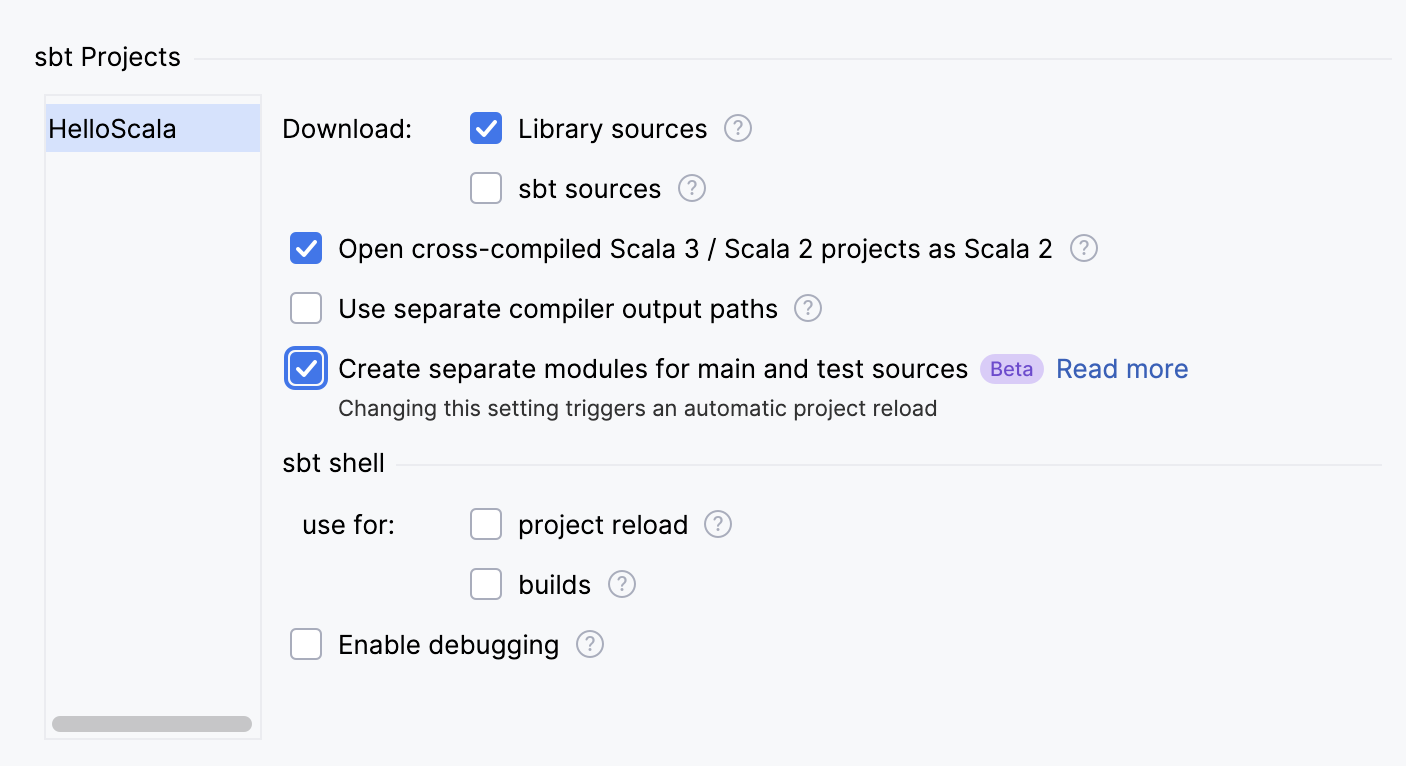为主要源代码和测试源代码创建单独的模块