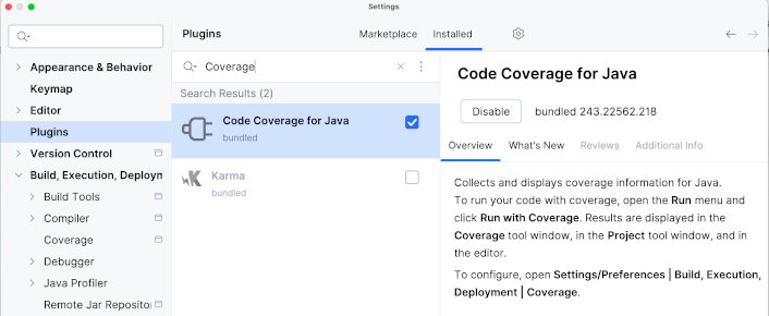 安装 Java 的代码覆盖率插件