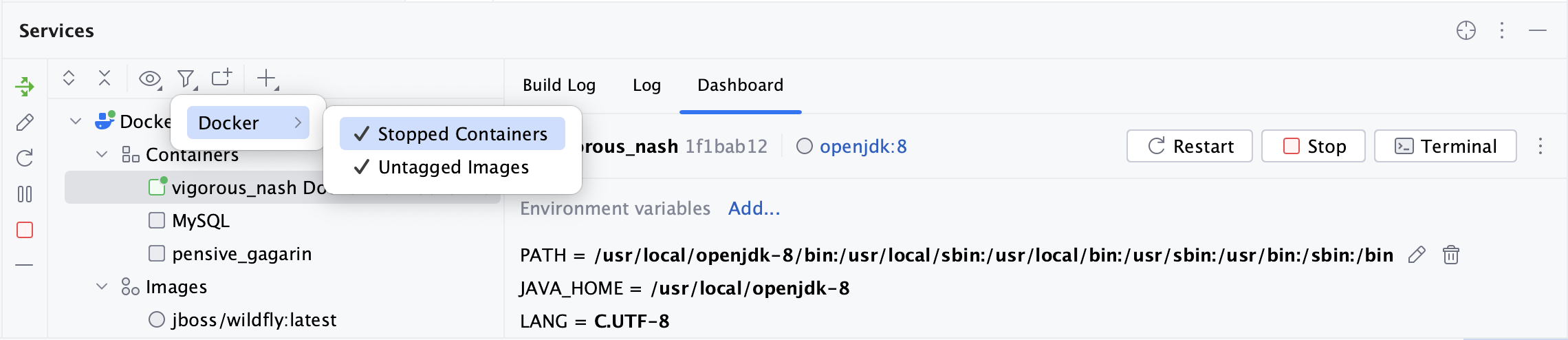 服務 工具窗口 - Docker - 过滤器 服務 工具窗口 - Docker - 过滤器