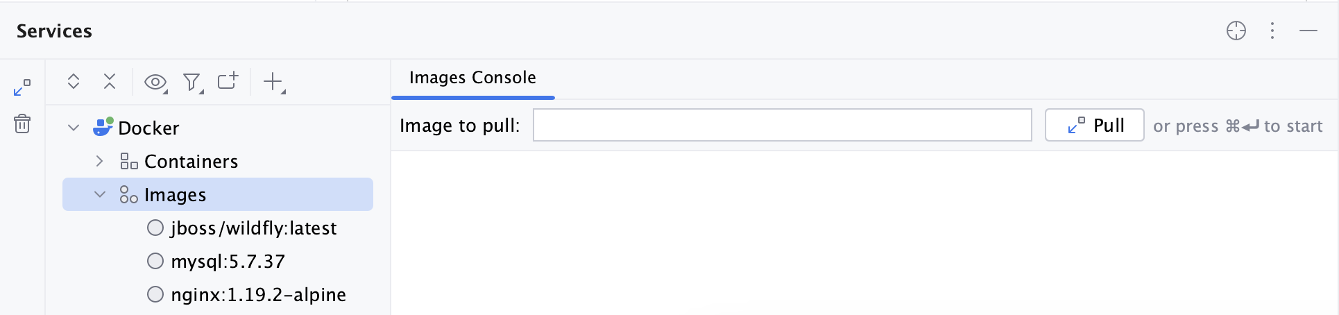 服务工具窗口 - Docker - Images