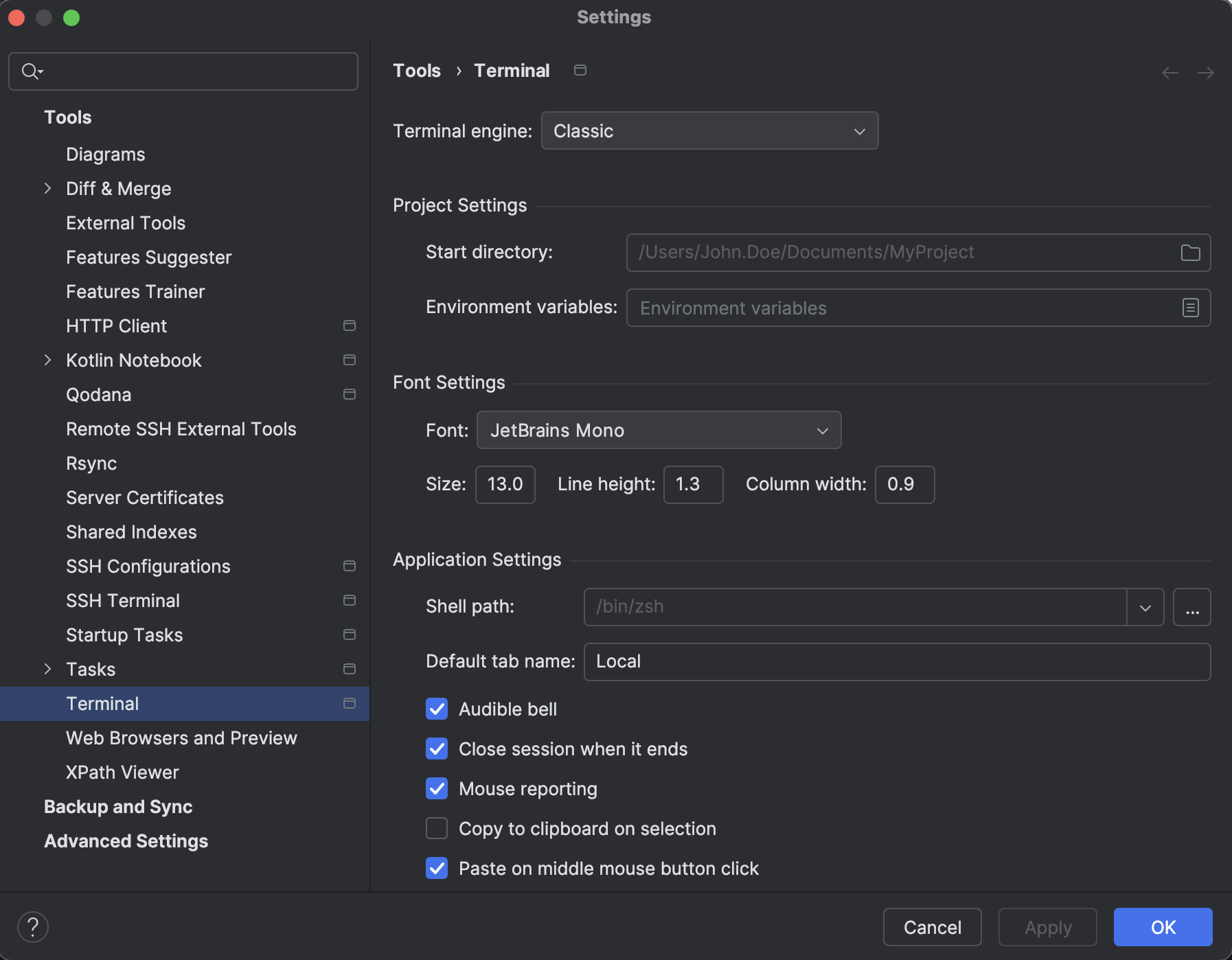 Terminal settings | IntelliJ IDEA Documentation