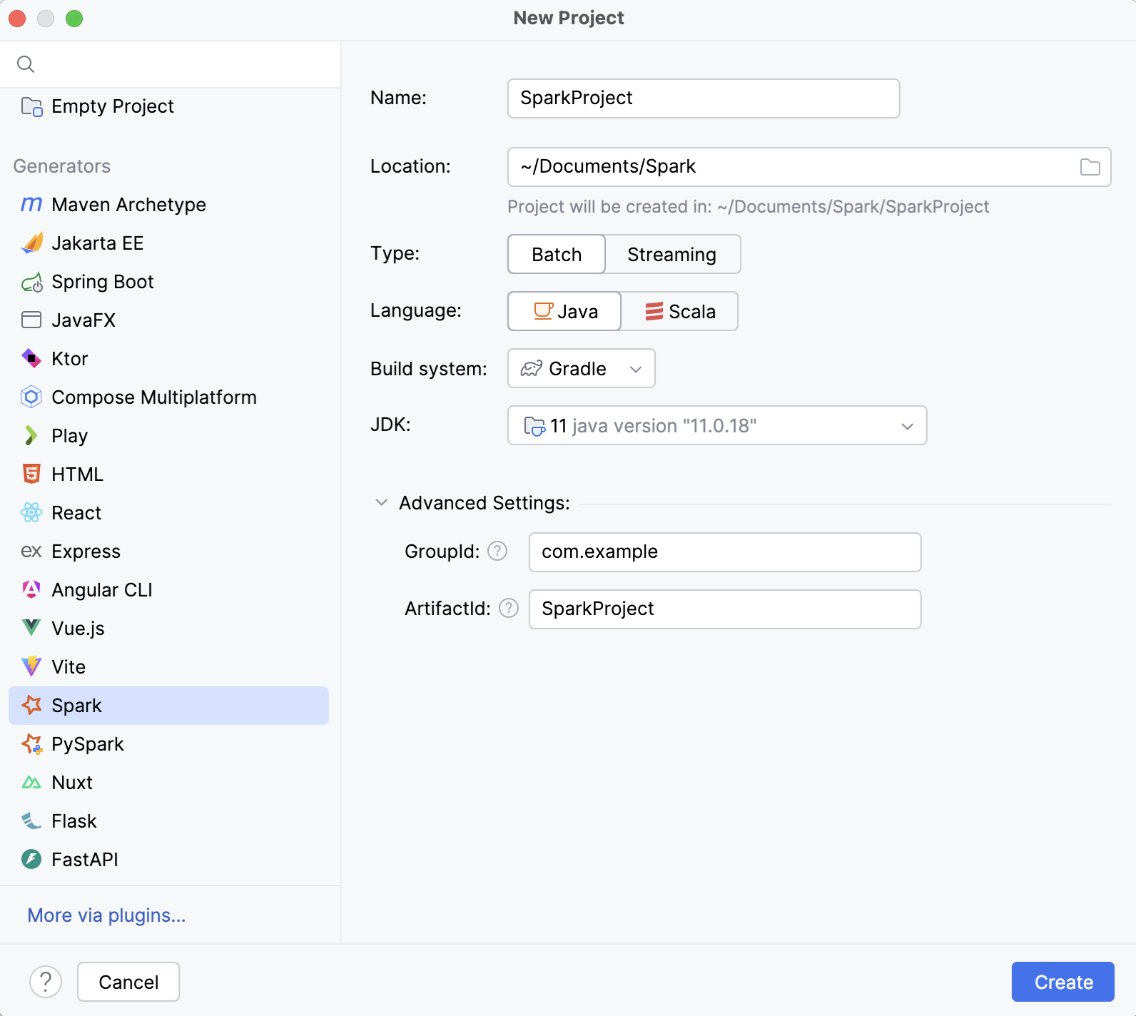 创建新项目向导