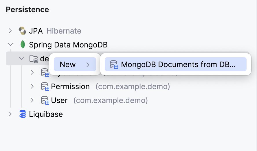 来自数据库的 MongoDB 文档