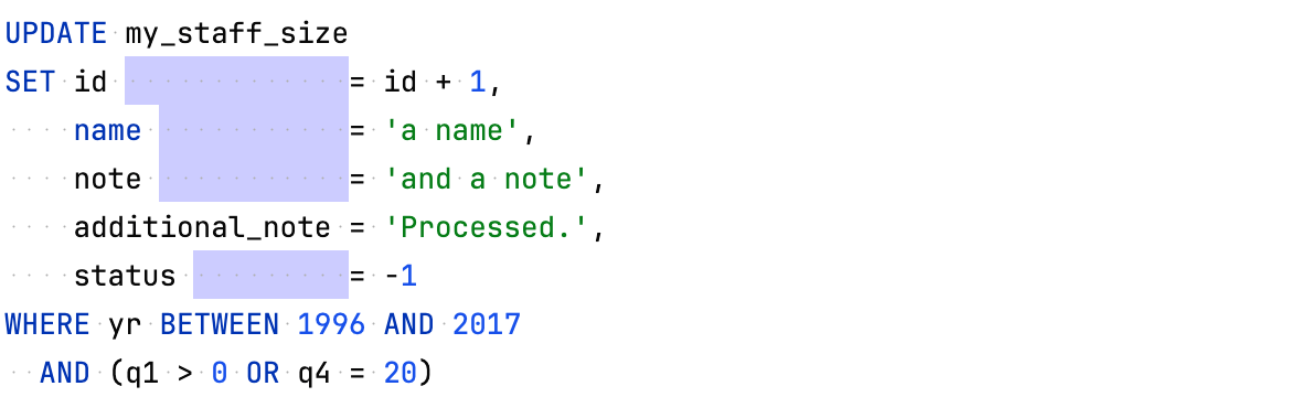 所有的等号都对齐了