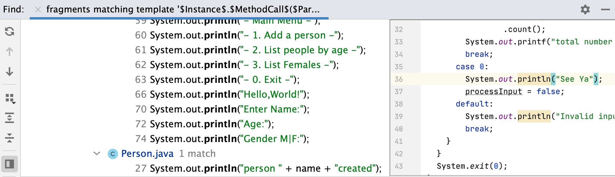 “查找”工具窗口：结果