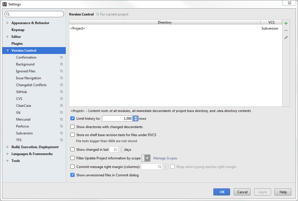 SVN diagnostics. general settings SVN diagnostics. general settings