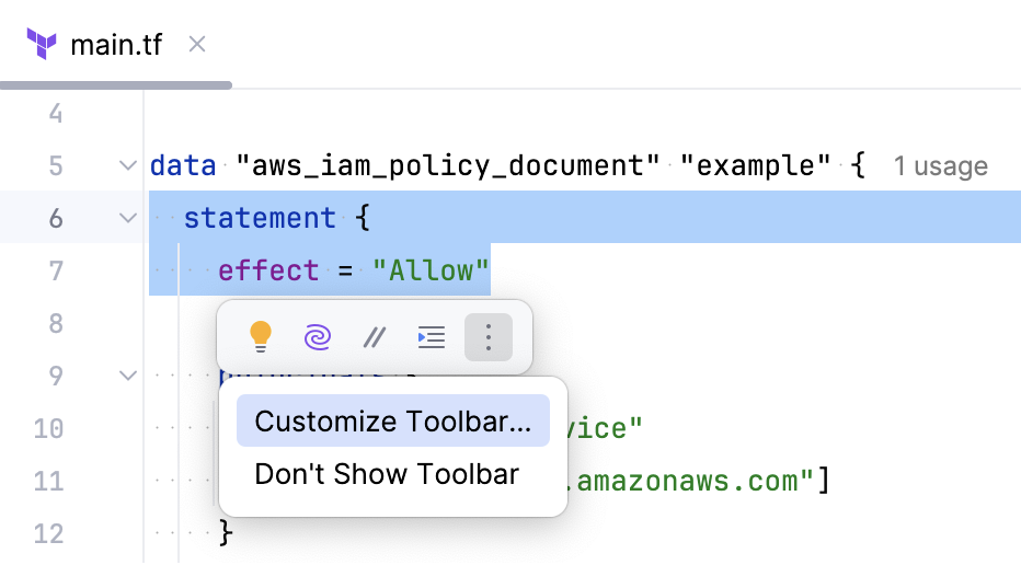 Terraform 浮动工具栏