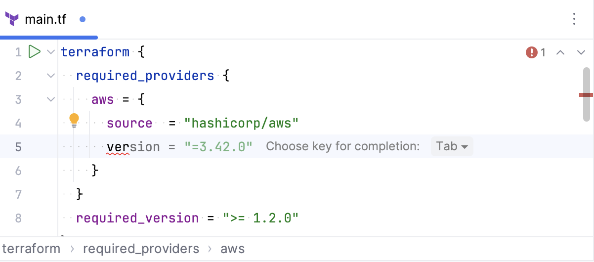 Terraform 全行代码补全