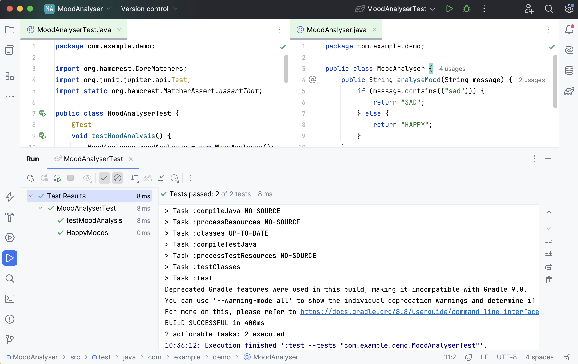 第二个测试通过