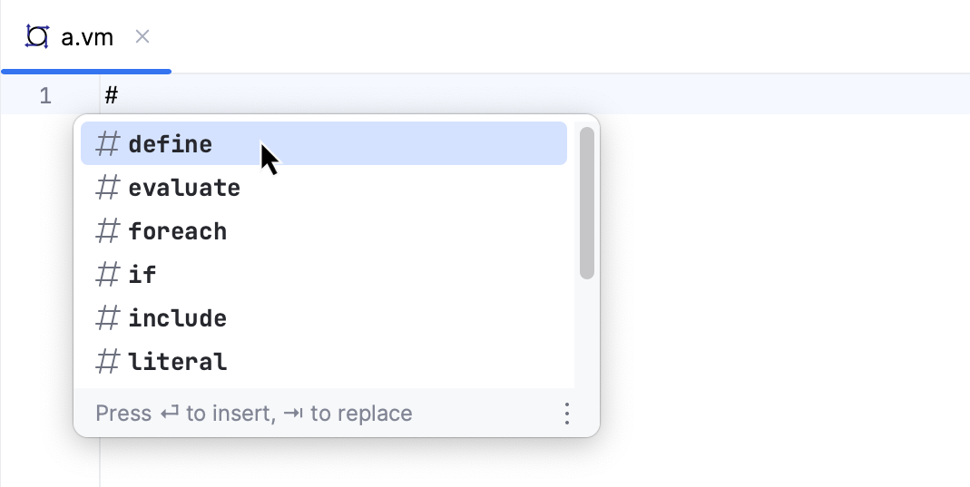 模板语言指令自动完成