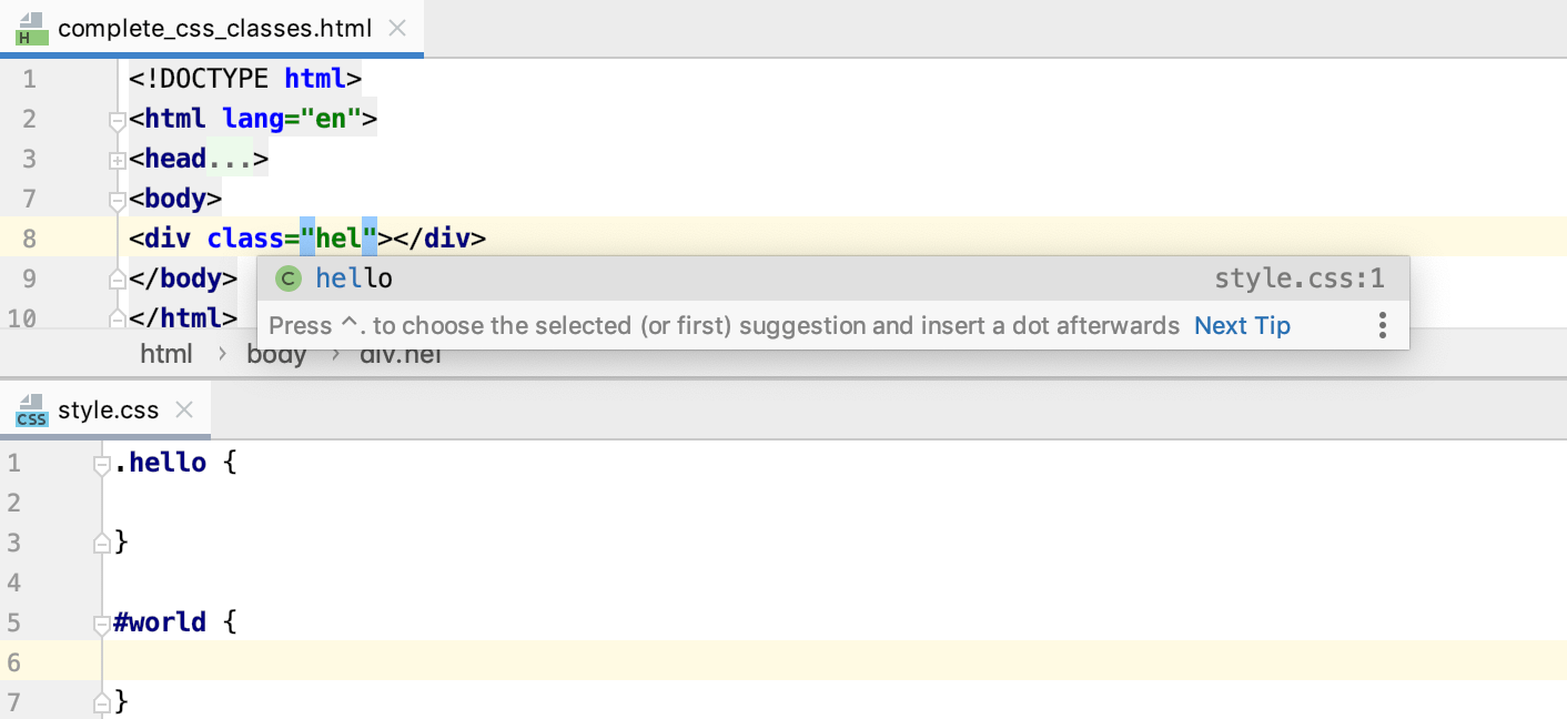 HTML 中对样式表符号的项目范围完成功能