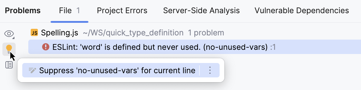 在问题工具窗口中快速修复