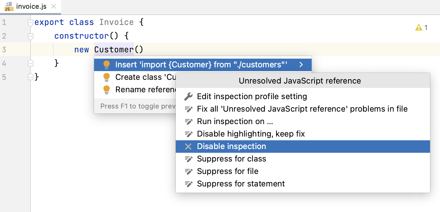 Disable Missing import statement inspection Disable Missing import statement inspection