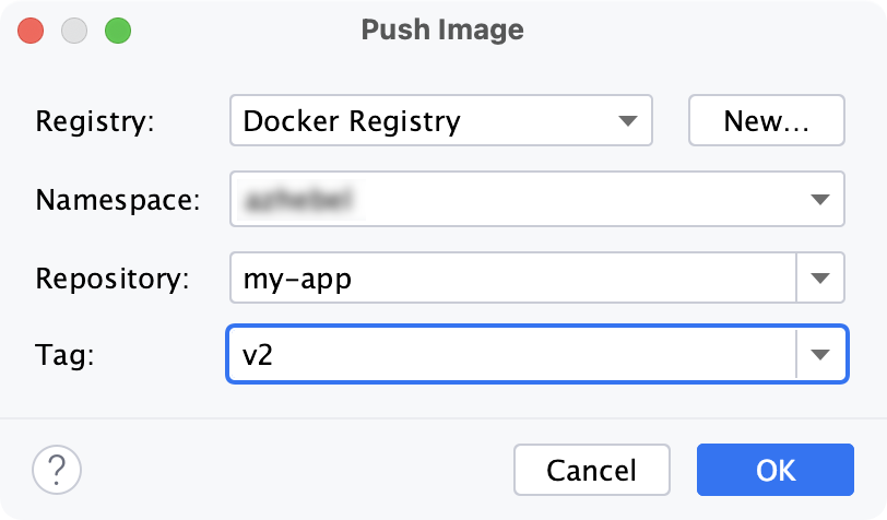 推送镜像对话框