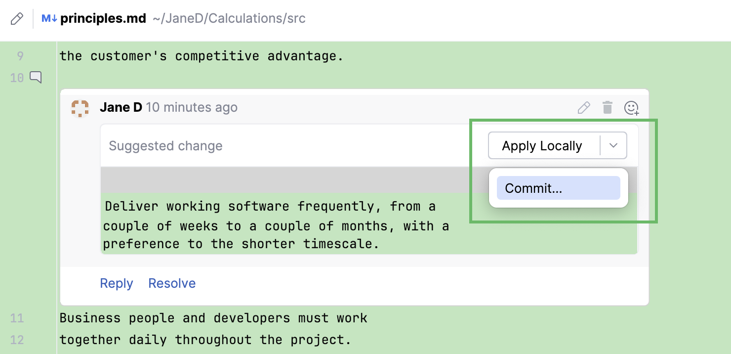 GitHub 建议更改在本地应用