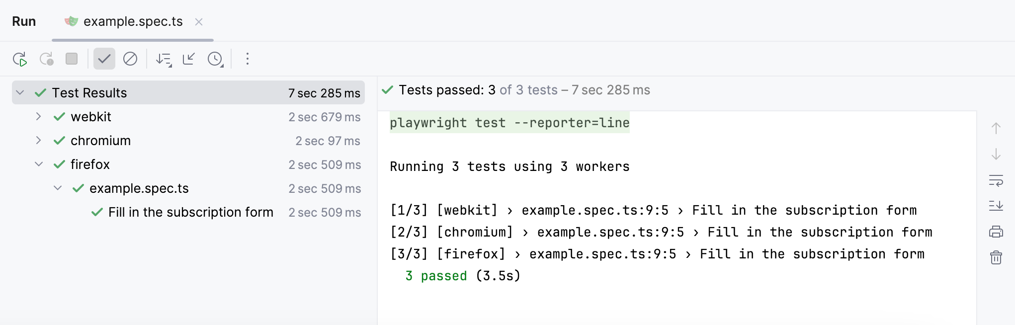 生成的 Playwright 报告
