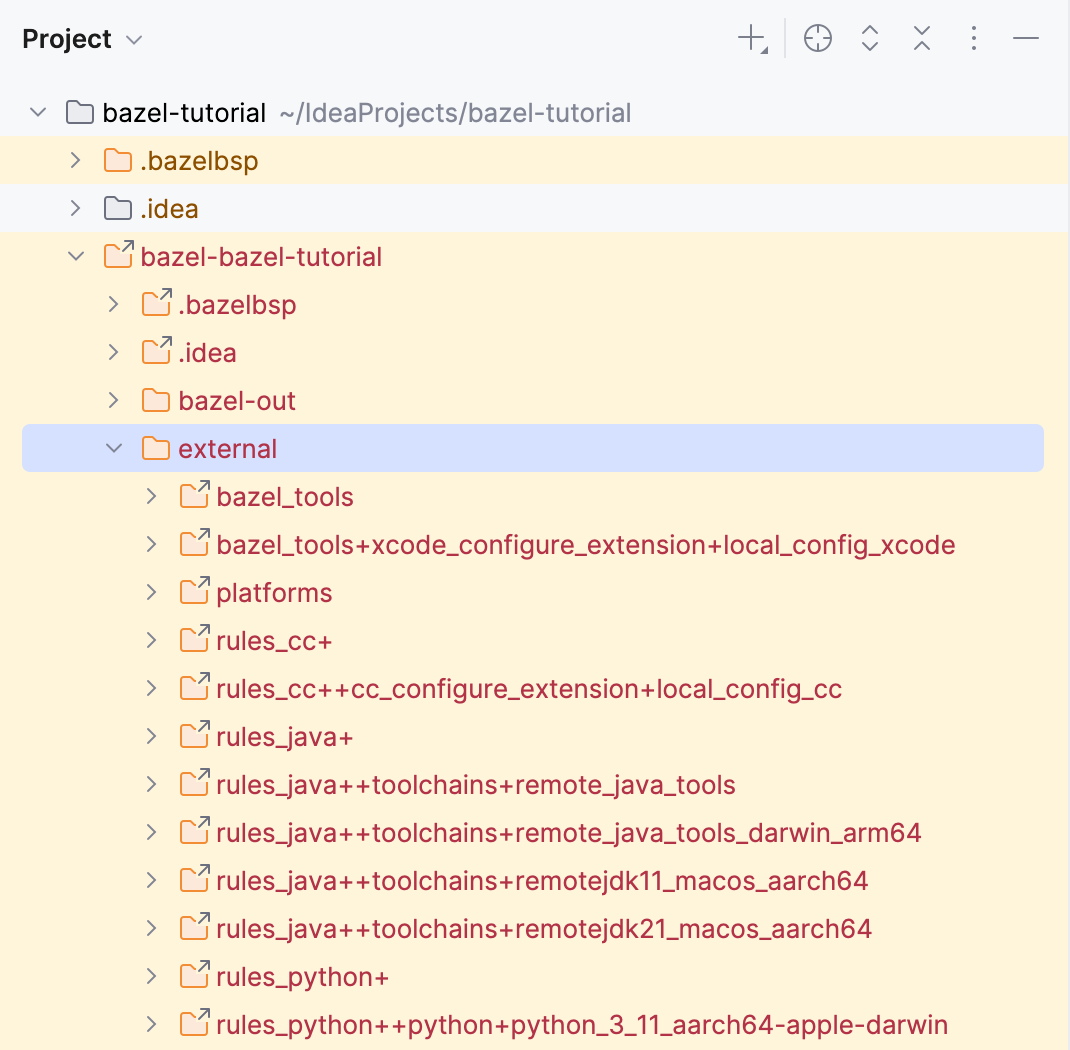 External dependencies in the project view