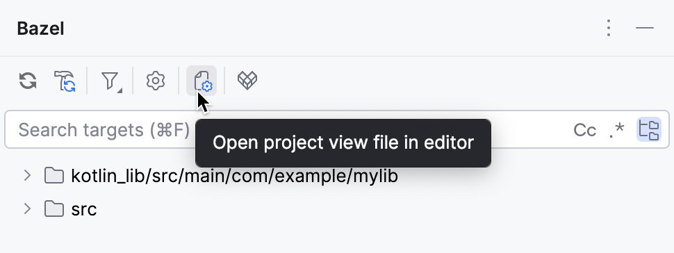 'Open project view file in editor' button in the Bazel tool window